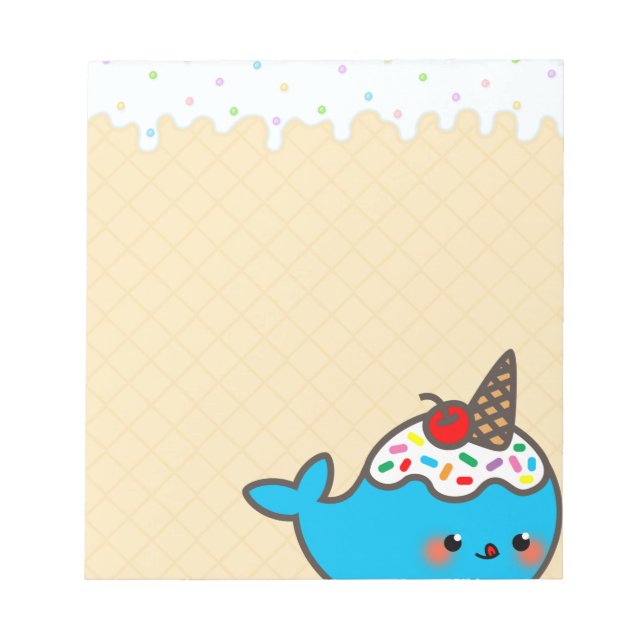 Kawaii Ice Cream Narwhal Notizblock (Vorderseite)