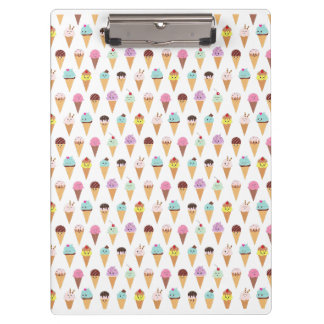 Kawaii Ice Cream Pattern Klemmbrett