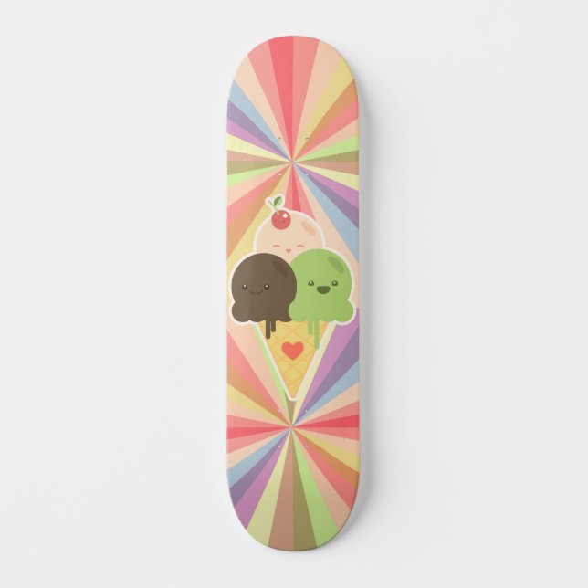 Kawaii Ice Cream Rainbow Skateboard (Vorderseite)