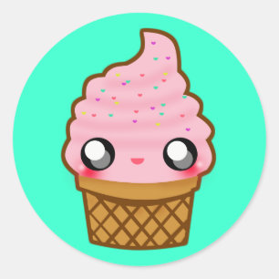 Kawaii Ice Cream Runder Aufkleber