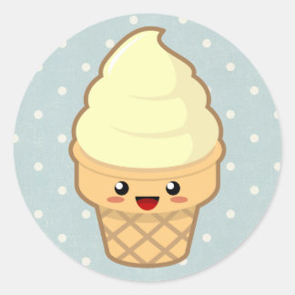 Kawaii Ice Cream Runder Aufkleber