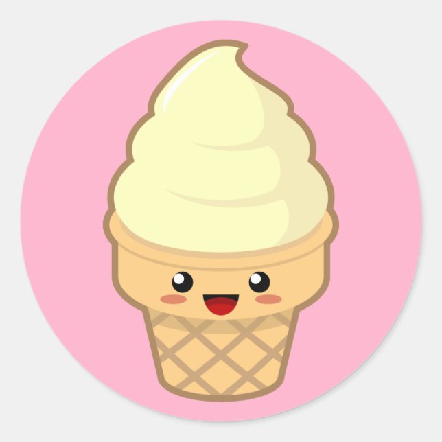 Kawaii Ice Cream Runder Aufkleber (Vorderseite)