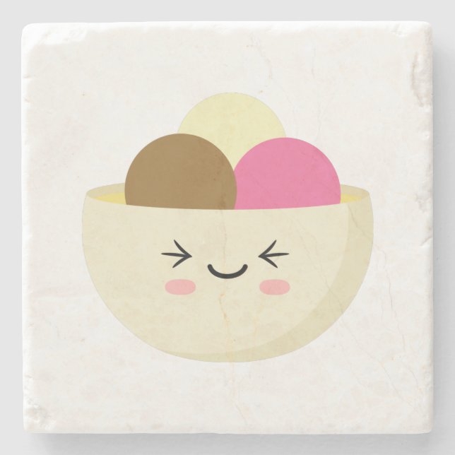 Kawaii Ice Cream Steinuntersetzer (Vorderseite)