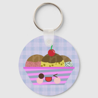 Kawaii Ice Cream Sundae Aromen Köstlich Kariert Schlüsselanhänger