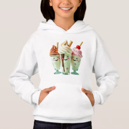 Kawaii Ice Cream Trio Cute Dessert Characters Hoodie