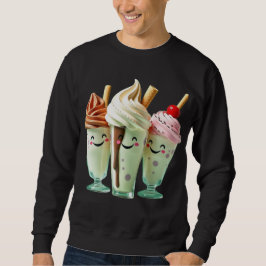 Kawaii Ice Cream Trio Cute Dessert Characters Sweatshirt