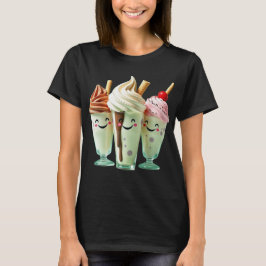 Kawaii Ice Cream Trio Cute Dessert Characters T-Shirt