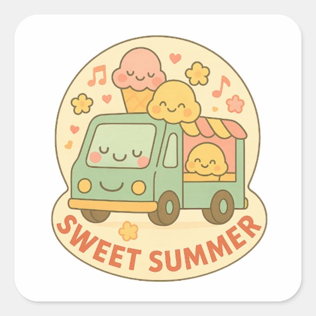Kawaii Ice Cream Truck Sweet Summer Sticker (Vorderseite)