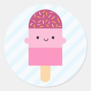 Kawaii Ice Lolly / Popsicle Runder Aufkleber