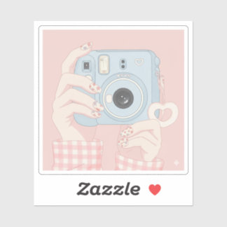 Kawaii Instant Camera & Floral Nails Aufkleber