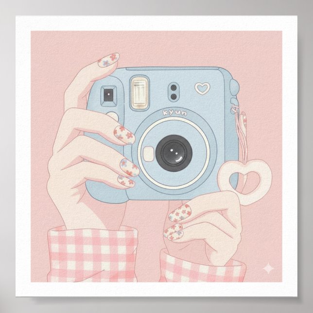 Kawaii Instant Camera & Floral Nails Poster (Vorne)