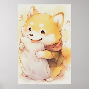 Kawaii Inu Hold Pillow Poster