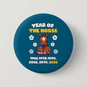Kawaii Jahr des Pferdes Chinesisches Horoskop 2026 Button