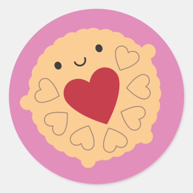 Kawaii Jammie Dodger Biscuit Runder Aufkleber (Vorderseite)