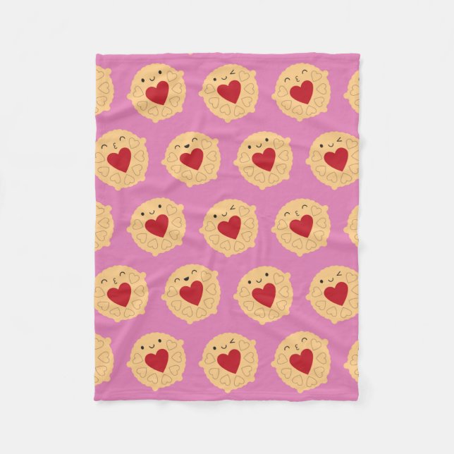 Kawaii Jammie Dodger Biscuits Fleecedecke (Vorderseite)
