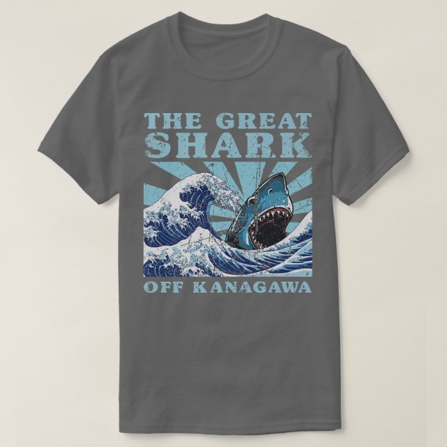 Kawaii Japan Great Wave Great Shark Niedlich Japan T-Shirt (Design vorne)