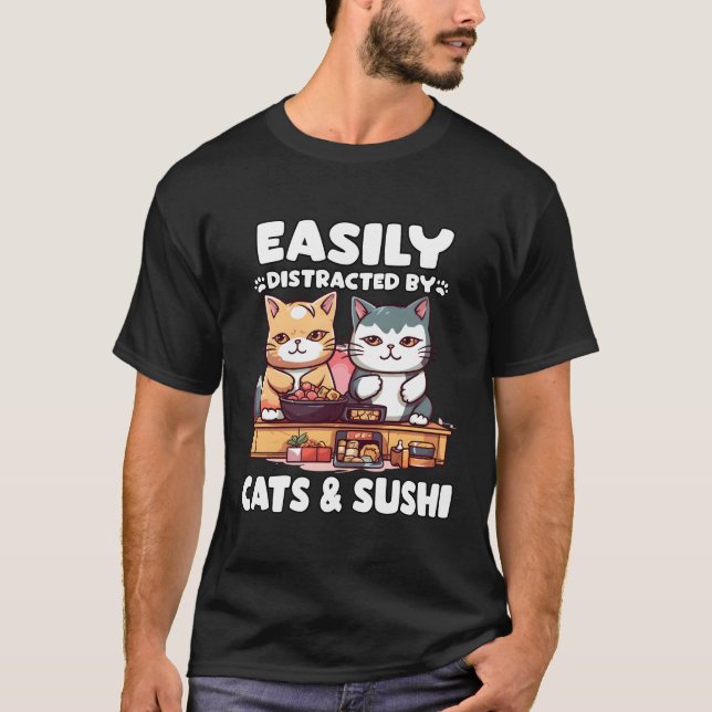 Kawaii Japan Neko Sushi Bowl Katzen Ra Otaku T-Shirt (Vorderseite)
