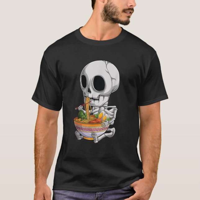 kawaii japanese anime Skeleton Halloween ramen Foo T-Shirt (Vorderseite)