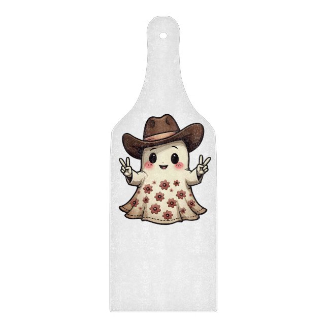 Kawaii Japanese Pastel Cowboy Ghost Halloween Schneidebrett (Vorderseite)
