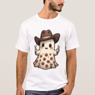 Kawaii Japanese Pastel Cowboy Ghost Halloween T-Shirt