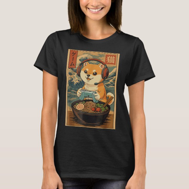 Kawaii Japanese Ramen Dog Retro Gaming Shirts For  (Vorderseite)