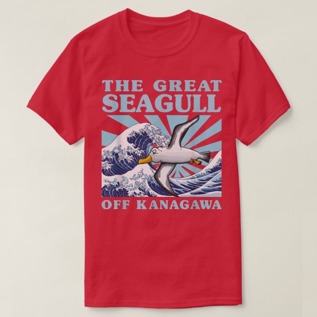 Kawaii Japanisch Great Wave Great Seagull Niedlich T-Shirt (Design vorne)
