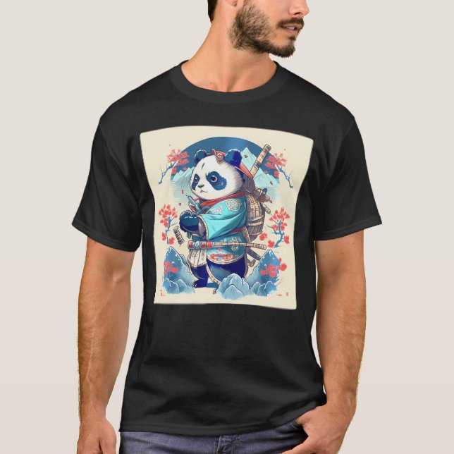 Kawaii Japanisch Samurai Anime Panda T-Shirt (Vorderseite)