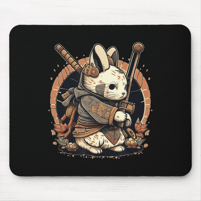 Kawaii Japanisch Style Samurai Bunny Anime Mousepad (Vorne)