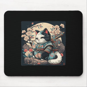 Kawaii Japanisch Style Samurai Cat Kitten Anime Mousepad