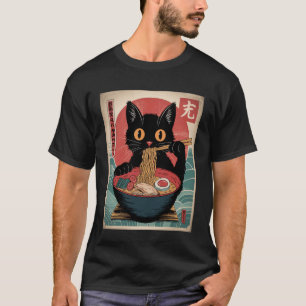 Kawaii japanische Anime-Katze Ramen Katze isst Nud T-Shirt