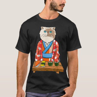 Kawaii Japanische Perserkatze Kimono Sushi T-Shirt