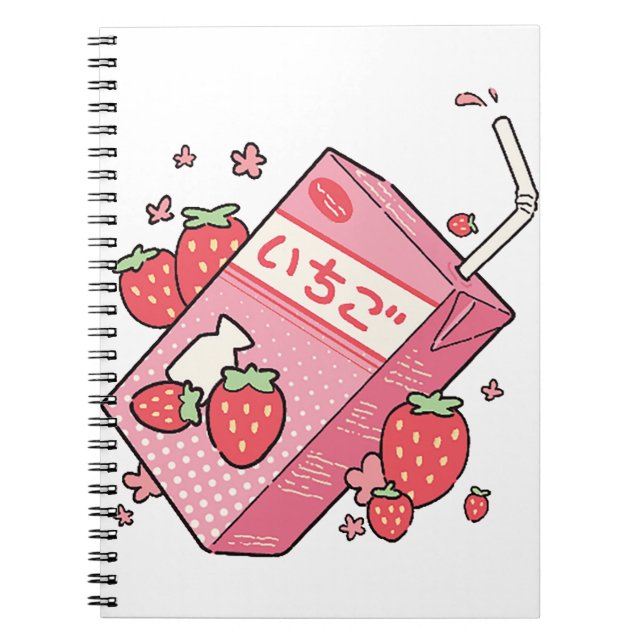 Kawaii Japanische Strawberry Juice Box Notizblock (Vorderseite)