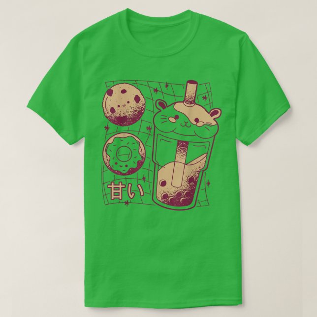 Kawaii Japanischer Boba Tea Guinea Pig Donut Cooki T-Shirt (Design vorne)