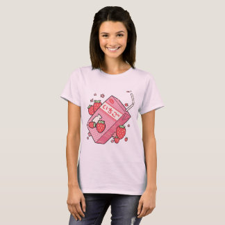 Kawaii japanischer Erdbeersaft-Kasten T-Shirt