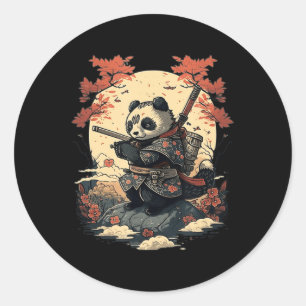 Kawaii Japanischer Stil Samurai Anime Panda Runder Aufkleber