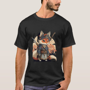 Kawaii japanischer Stil Samurai-Fuchs Anime T-Shirt