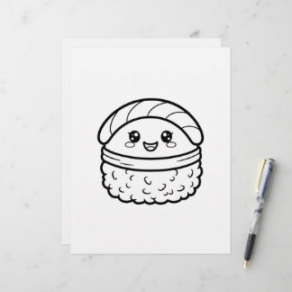Kawaii japanisches Nigiri-Sushi Malvorlage Briefbogen