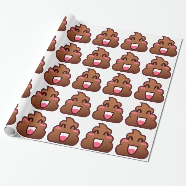 Kawaii kacke Emojis Geschenkpapier (Ungerollt)