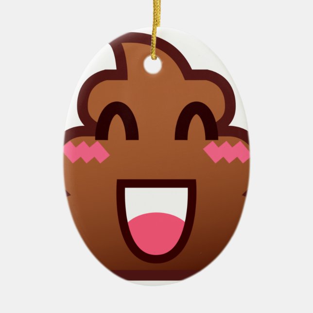 Kawaii kacke Emojis Keramikornament (Vorne)
