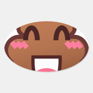 Kawaii kacke Emojis Ovaler Aufkleber