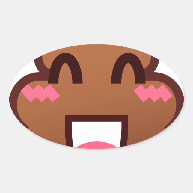 Kawaii kacke Emojis Ovaler Aufkleber (Vorderseite)