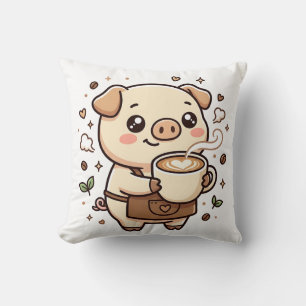 Kawaii-Kaffee-Latte-Schwein-Kissen Kissen