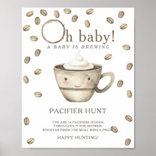 Kawaii Kaffee - Schnuller Jagd Baby Shower Spiel Poster
