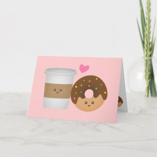 Kawaii Kaffee und Donut verliebt, Perfektes Paar Karte