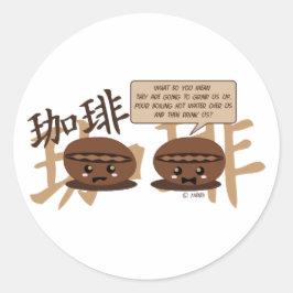 Kawaii-Kaffeebohnen Runder Aufkleber