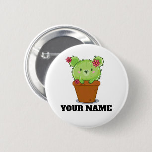 Kawaii-Kaktus-Bär-in-Blumentopf-Button-Abzeichen Button