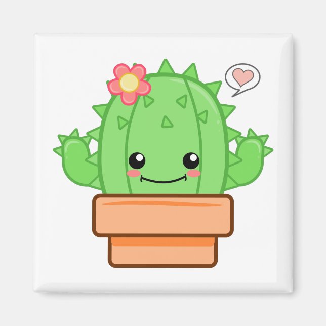 Kawaii Kaktus Magnet (Vorne)