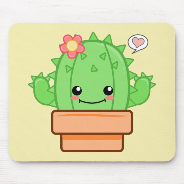 Kawaii Kaktus Mousepad (Vorne)