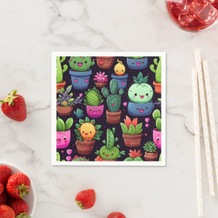 Kawaii-Kaktus-Papier-Tücher Serviette