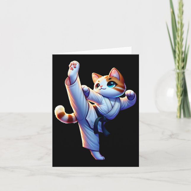 Kawaii Karate Kitty in Aktion Karte (Vorderseite)